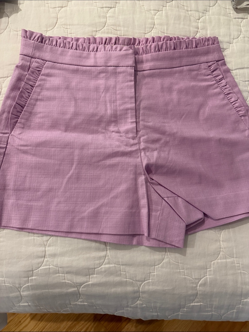 JCrew Lilac Women's Tailored Ruffle-Waist Shorts Size 6 NWOT
